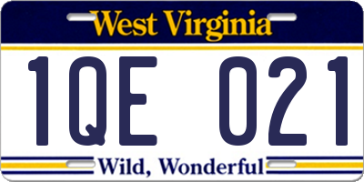 WV license plate 1QE021