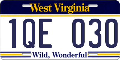 WV license plate 1QE030