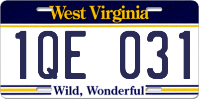 WV license plate 1QE031