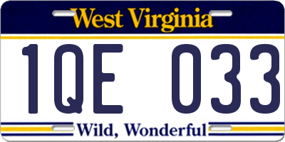 WV license plate 1QE033