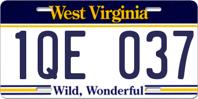 WV license plate 1QE037