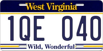 WV license plate 1QE040