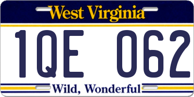 WV license plate 1QE062