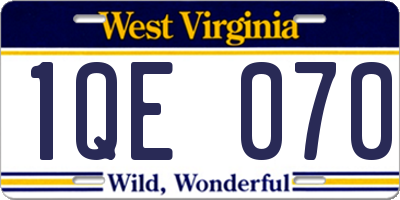 WV license plate 1QE070