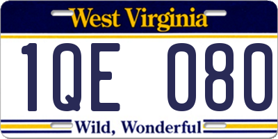 WV license plate 1QE080