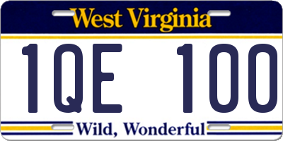 WV license plate 1QE100