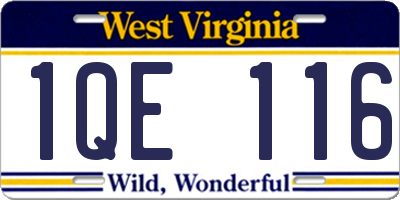 WV license plate 1QE116