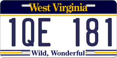 WV license plate 1QE181