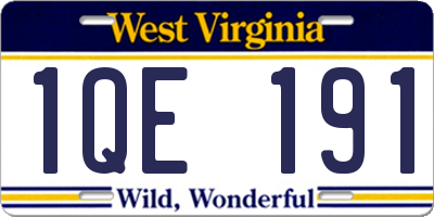 WV license plate 1QE191