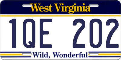 WV license plate 1QE202