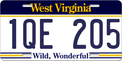 WV license plate 1QE205
