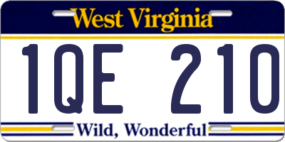 WV license plate 1QE210