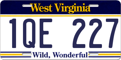WV license plate 1QE227