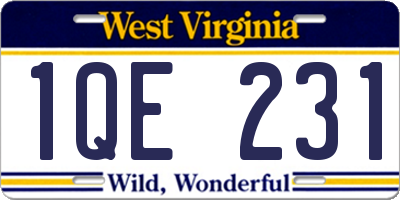 WV license plate 1QE231