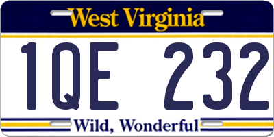 WV license plate 1QE232