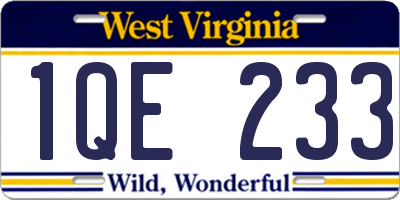 WV license plate 1QE233