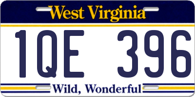 WV license plate 1QE396