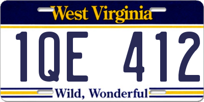 WV license plate 1QE412