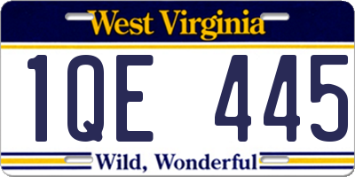 WV license plate 1QE445