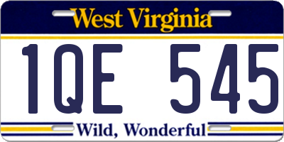 WV license plate 1QE545