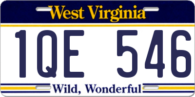 WV license plate 1QE546