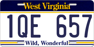WV license plate 1QE657