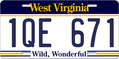 WV license plate 1QE671