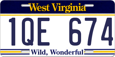 WV license plate 1QE674