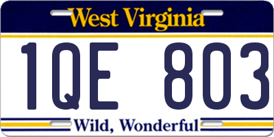 WV license plate 1QE803