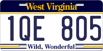 WV license plate 1QE805