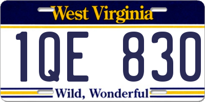 WV license plate 1QE830