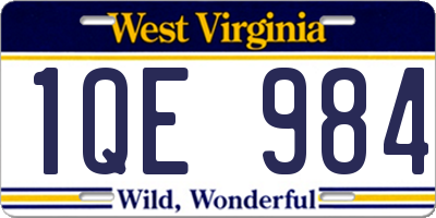 WV license plate 1QE984