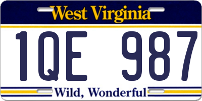 WV license plate 1QE987