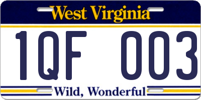 WV license plate 1QF003