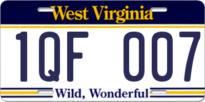 WV license plate 1QF007