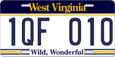 WV license plate 1QF010