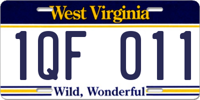 WV license plate 1QF011
