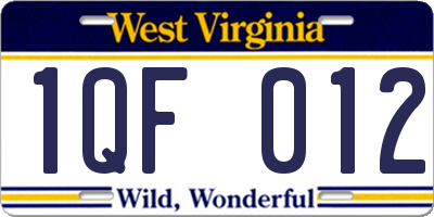 WV license plate 1QF012