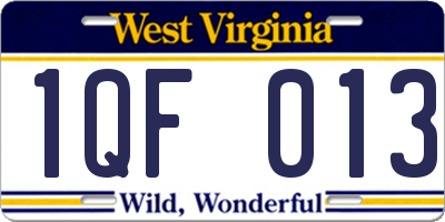 WV license plate 1QF013