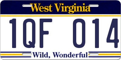 WV license plate 1QF014