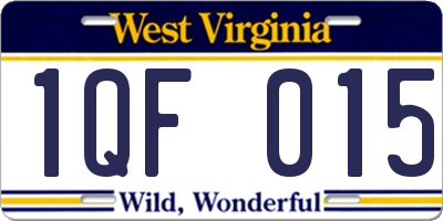 WV license plate 1QF015