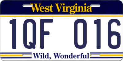 WV license plate 1QF016