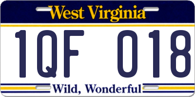 WV license plate 1QF018