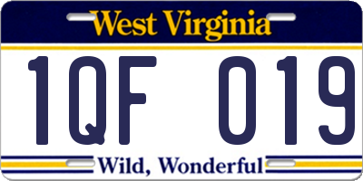WV license plate 1QF019