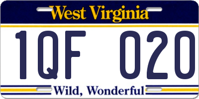 WV license plate 1QF020