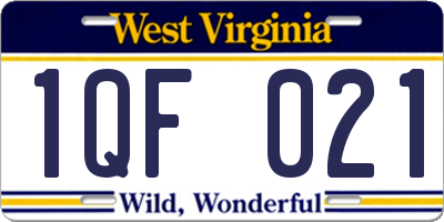 WV license plate 1QF021