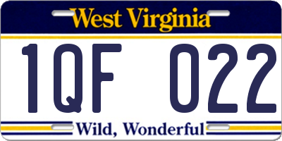 WV license plate 1QF022