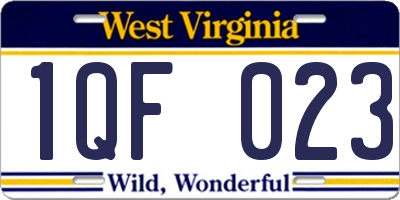 WV license plate 1QF023