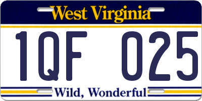 WV license plate 1QF025