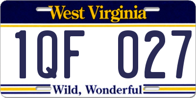 WV license plate 1QF027